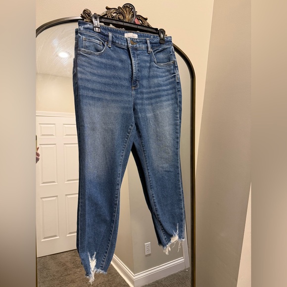 LOFT Denim - LOFT Blue Ankle Crop Distressed Skinny Jeans